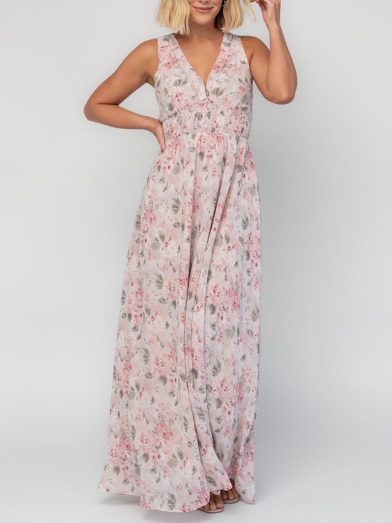 Baltic Born Imogen Maxi Dress | Dusty Mauve Floral Size Mm